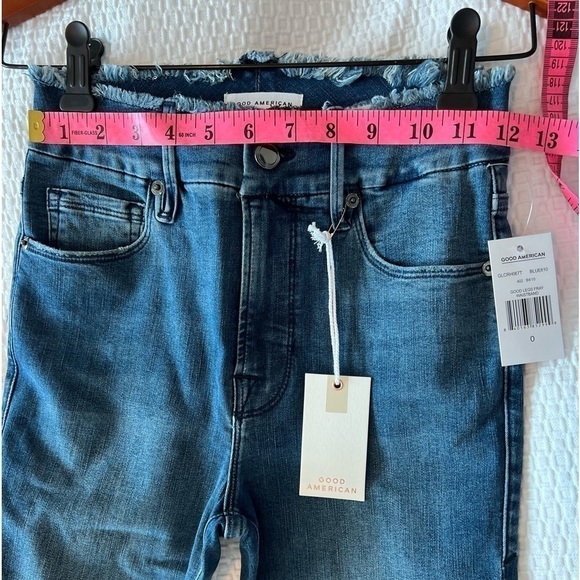 NWT GOOD AMERICAN GOOD LEGS FRAY WAISTBAND SIZE 0 - Picture 12 of 16